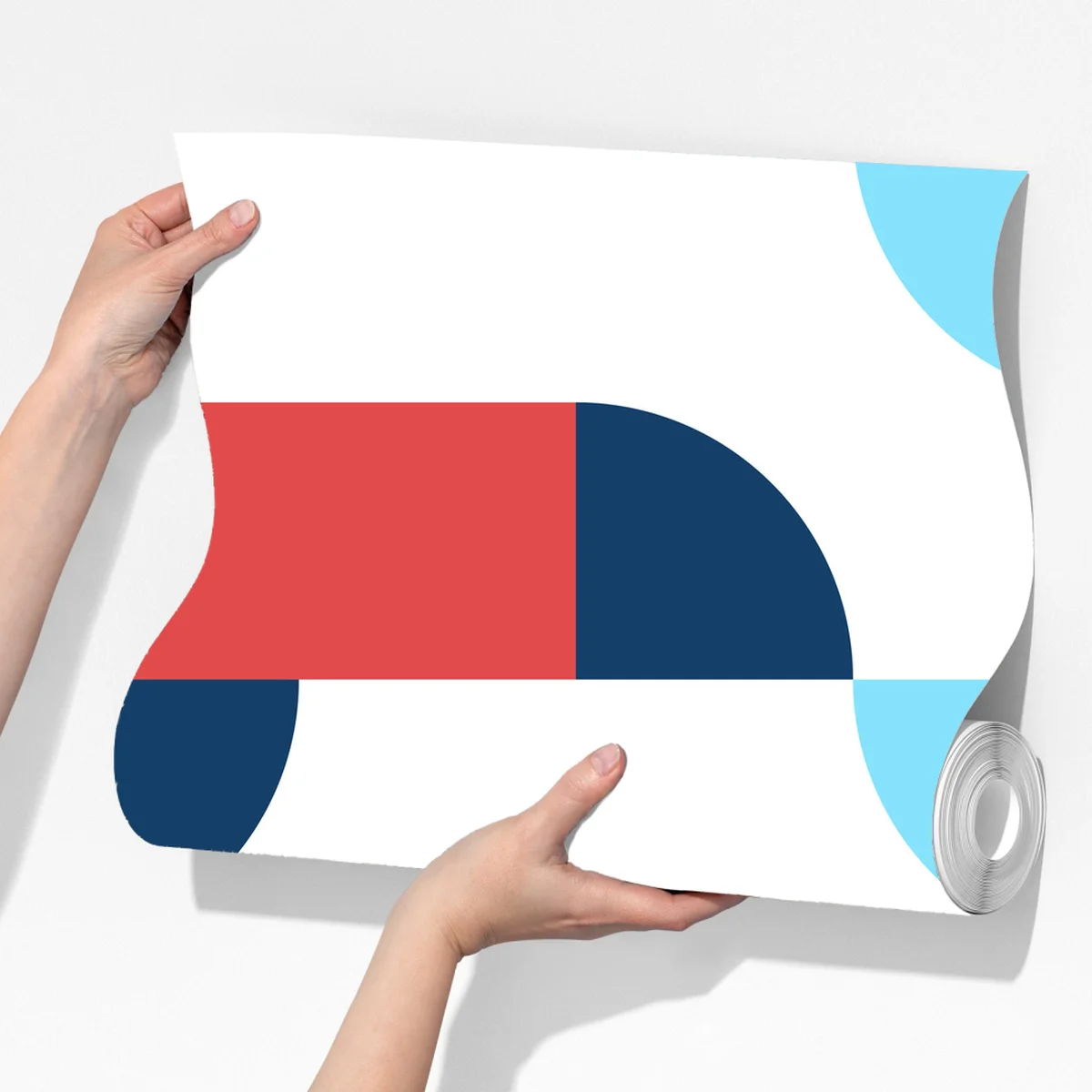 Fototapeta odważny geometryczny wzór w granacie i koralu Fototapeta odważny geometryczny wzór w granacie i koralu