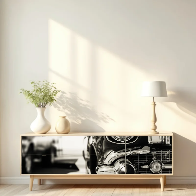 Repositionierbarer Aufkleber vintage chrom klassisches auto nahaufnahme