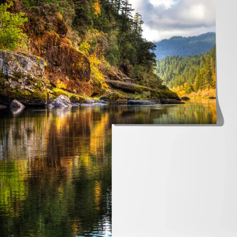 Fototapete Rogue River herbstliche spiegelungen Fototapete Rogue River herbstliche spiegelungen