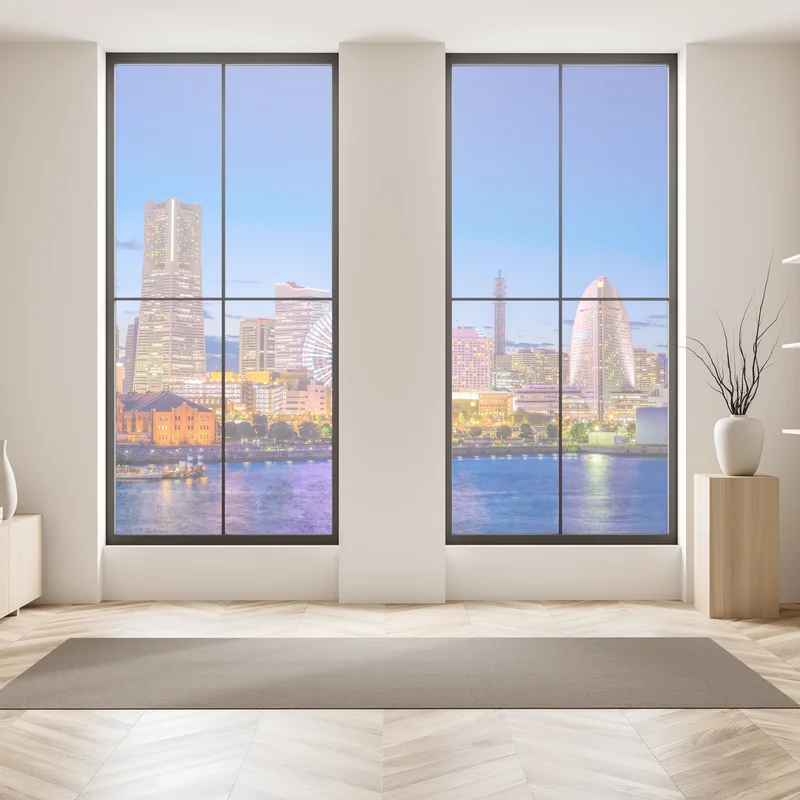 Fensteraufkleber Yokohama skyline bei dämmerung