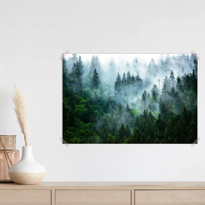 Poster nebliger immergrüner wald • Poster bei Wallnifity® Poster nebliger immergrüner wald • Poster bei Wallnifity®