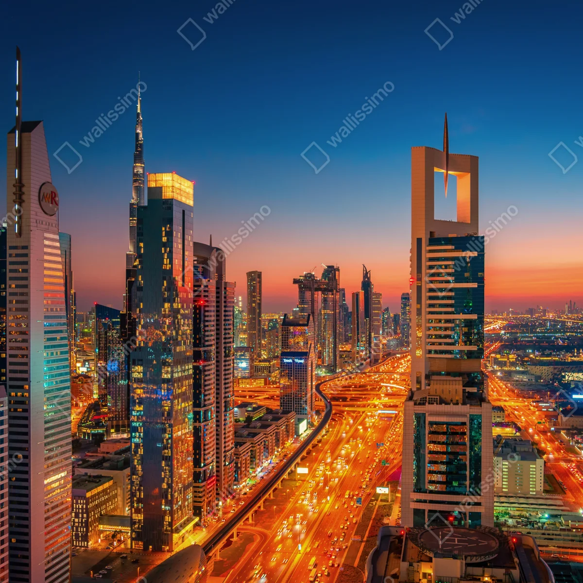 Leinwandbild Dubai skyline bei dämmerung Leinwandbild Dubai skyline bei dämmerung