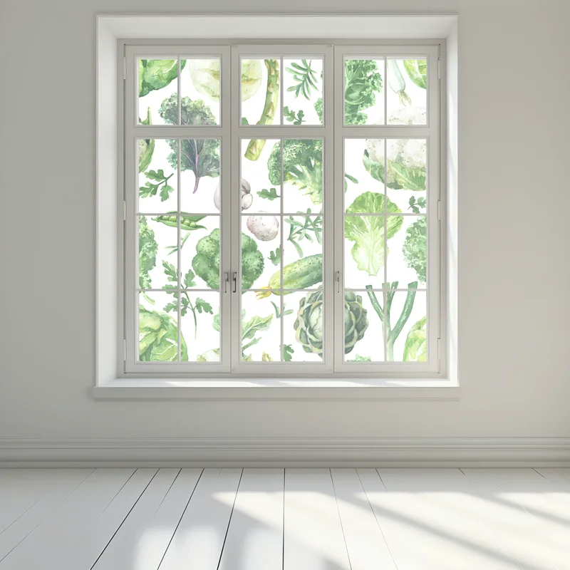 Fensteraufkleber aquarellmuster grünes gemüse