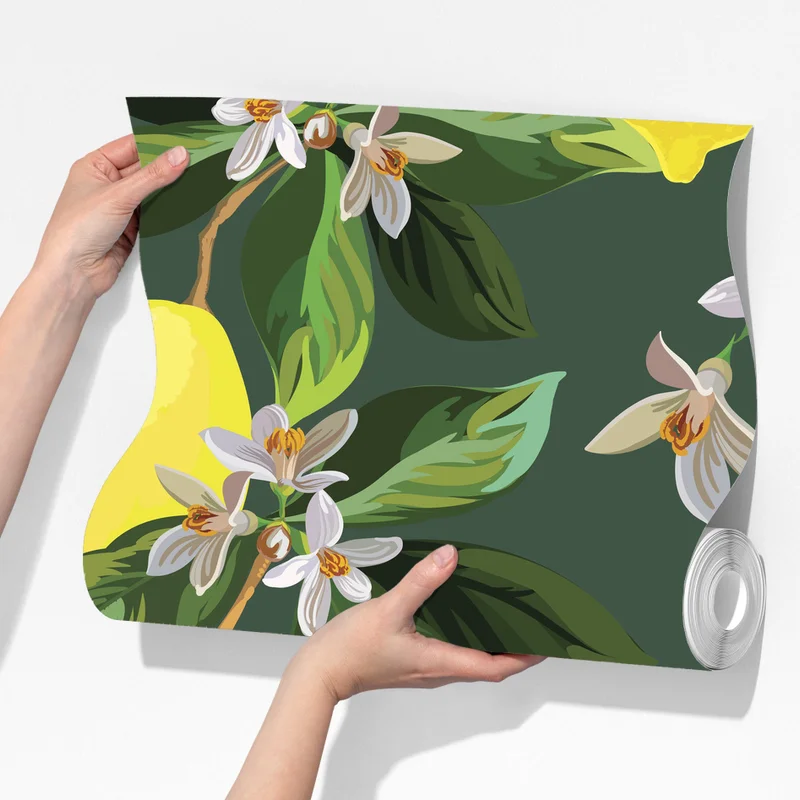 Fototapete botanisches zitronenmuster Fototapete botanisches zitronenmuster