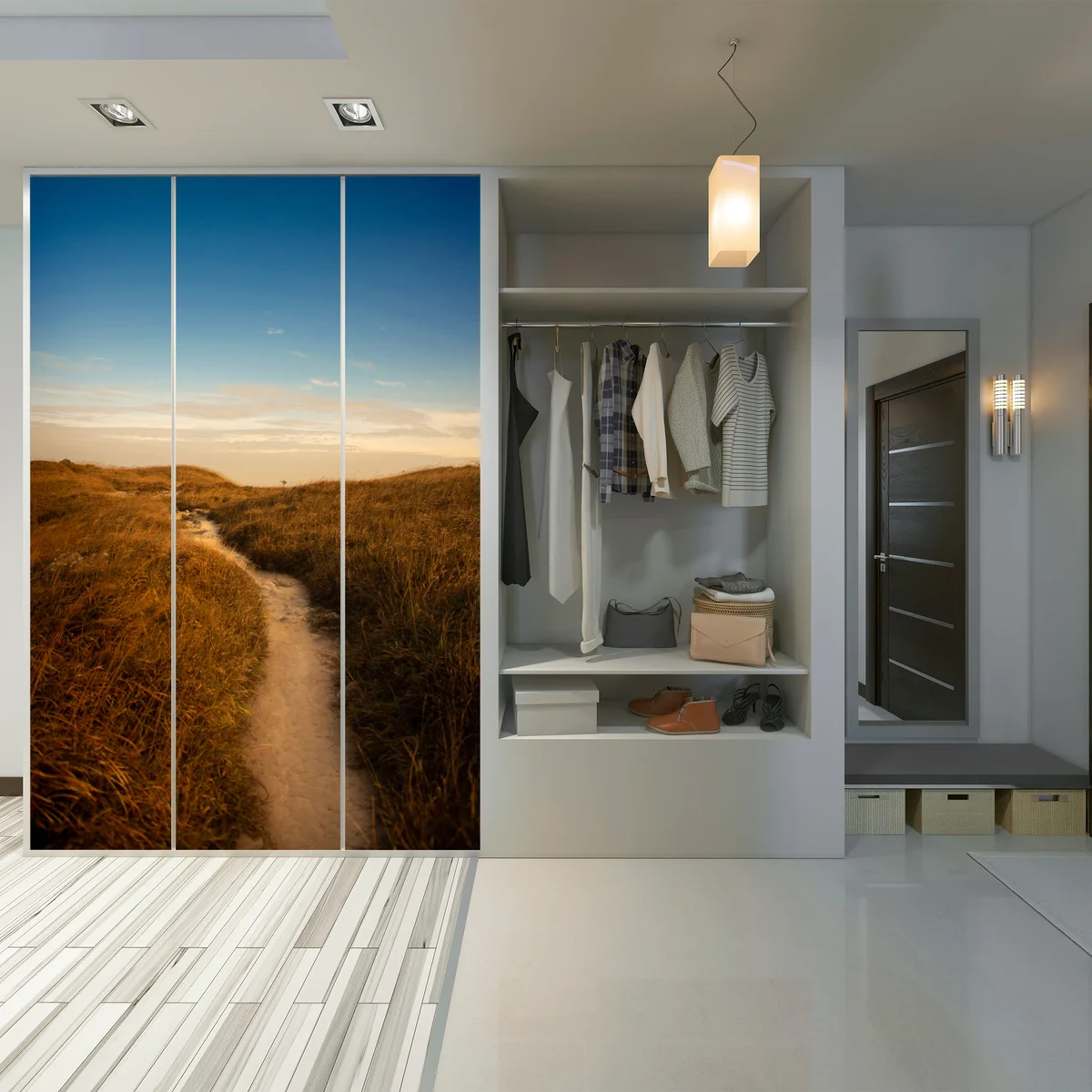 Schrankaufkleber sonnenbeschienener weg durch die dünen Schrankaufkleber sonnenbeschienener weg durch die dünen