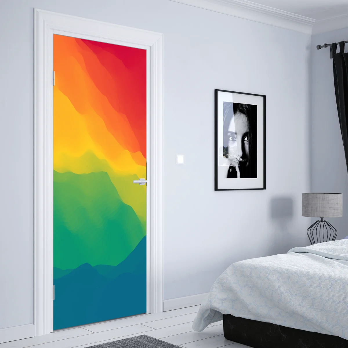 Türaufkleber kräftiger geschichteter bergverlauf Türaufkleber kräftiger geschichteter bergverlauf