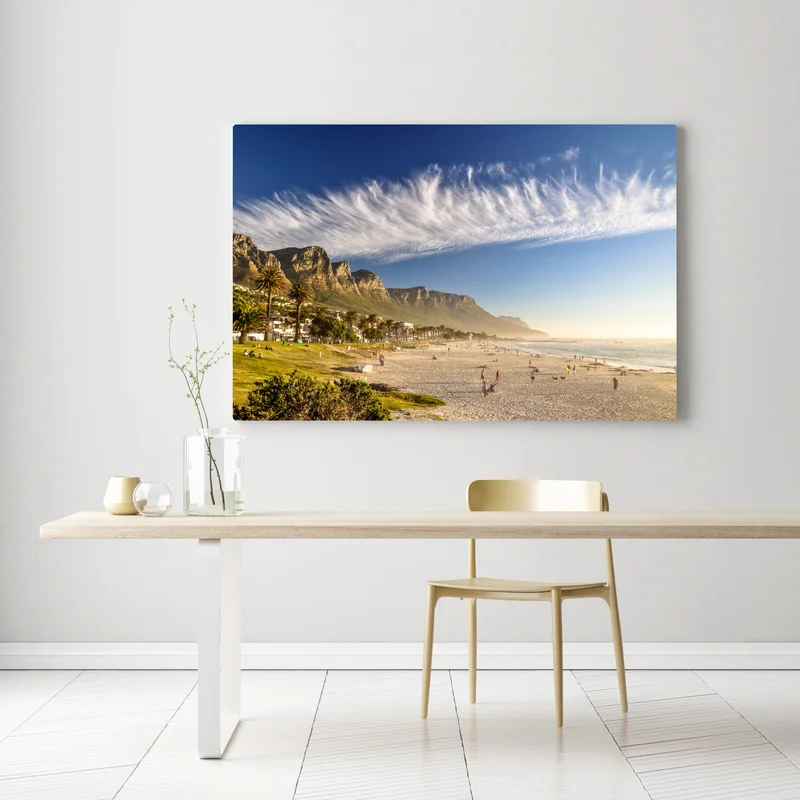 Leinwandbild sonnenstrand mit bergkulisse Leinwandbild sonnenstrand mit bergkulisse