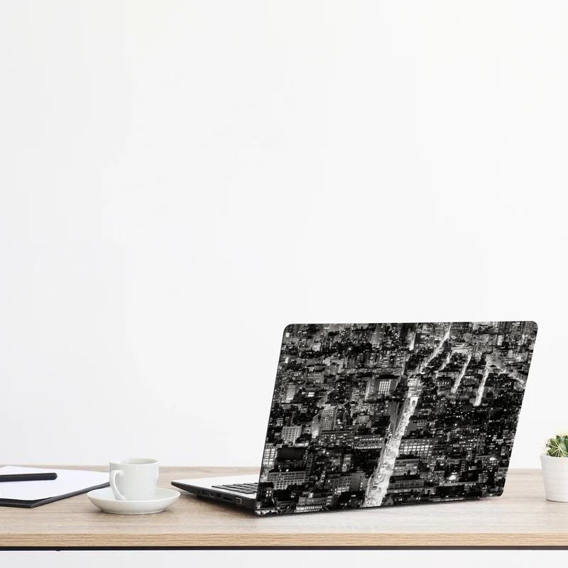 Laptop-Aufkleber monochrome stadtansicht bei nacht