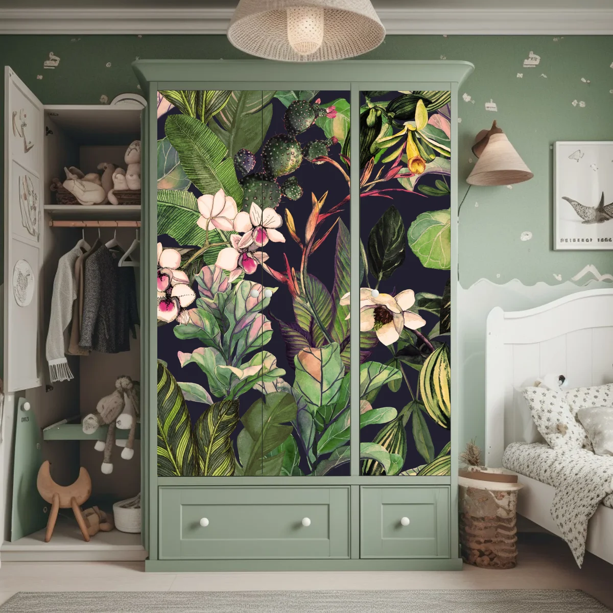 Schrankaufkleber tropisches aquarell botanikmuster Schrankaufkleber tropisches aquarell botanikmuster