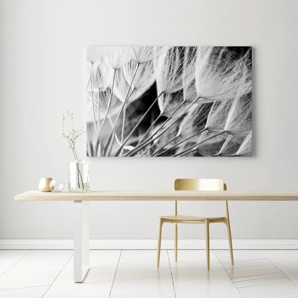 Leinwandbild zarte nahaufnahme von löwenzahnsamen in monochrom • Leinwandbilder bei Wallnifity® Leinwandbild zarte nahaufnahme von löwenzahnsamen in monochrom • Leinwandbilder bei Wallnifity®