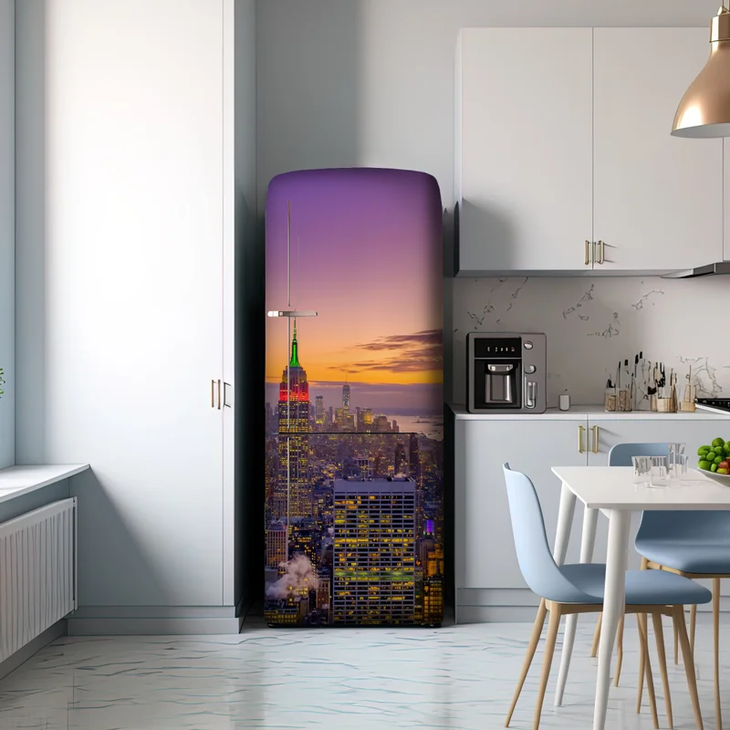 Kühlschrankaufkleber lebendige New York skyline bei sonnenuntergang