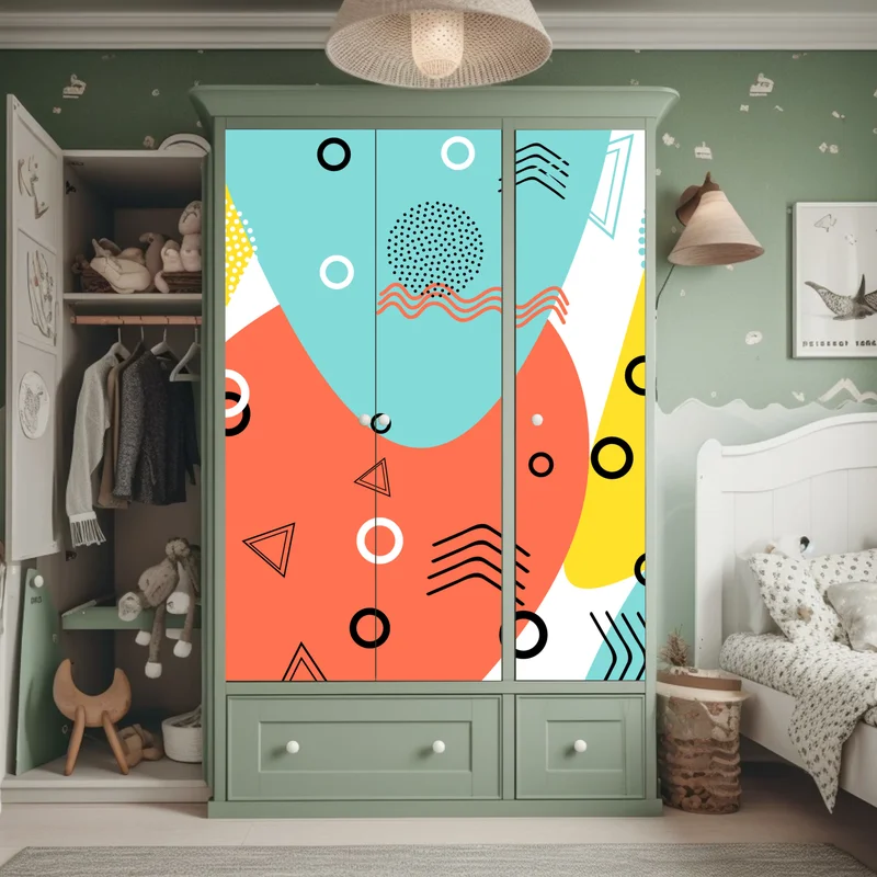 Schrankaufkleber farbenfrohes geometrisches muster