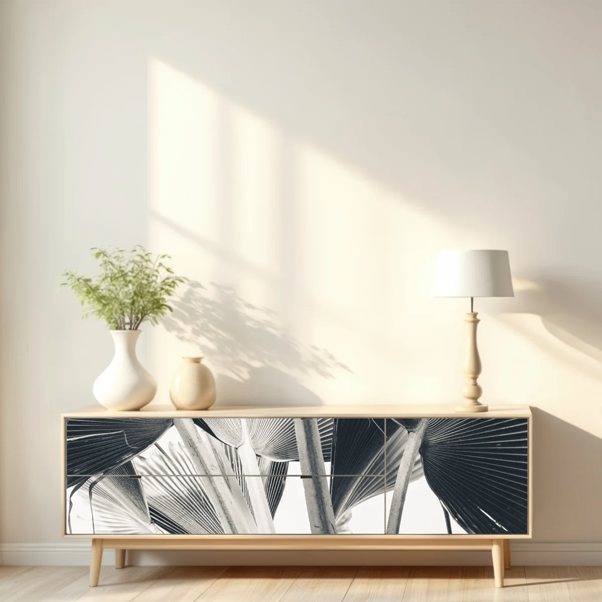 Repositionierbarer Aufkleber tropische komposition von bananenblättern Repositionierbarer Aufkleber tropische komposition von bananenblättern