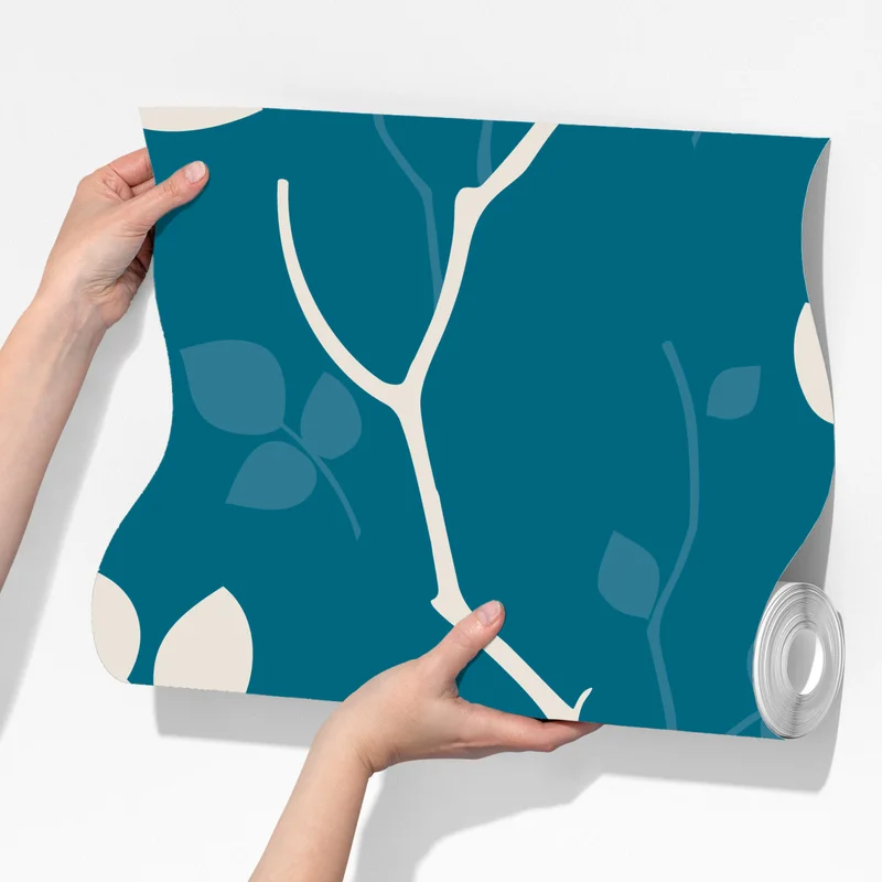 Fototapete türkises botanisches blattmuster Fototapete türkises botanisches blattmuster