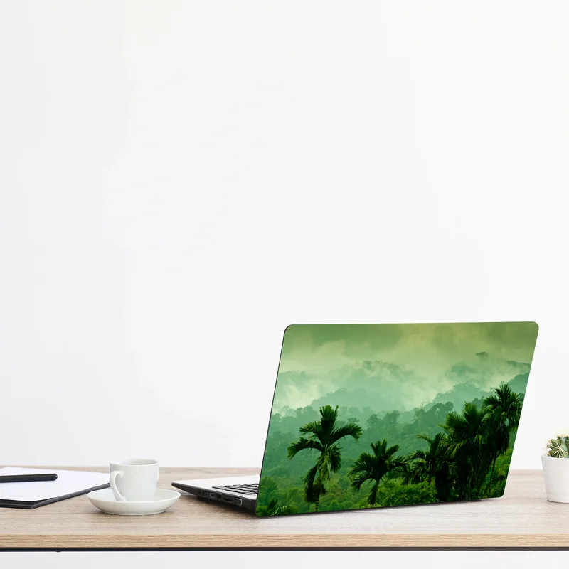 Naklejka na laptopa mglista tropikalna dżungla