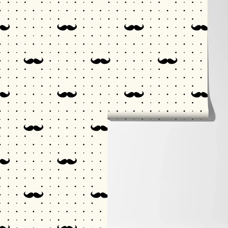 Fototapeta czarny wzór z wąsami na beżowym tle Fototapeta czarny wzór z wąsami na beżowym tle