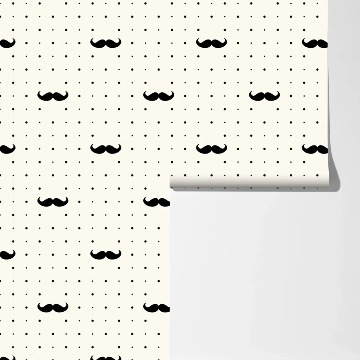 Fototapeta czarny wzór z wąsami na beżowym tle Fototapeta czarny wzór z wąsami na beżowym tle