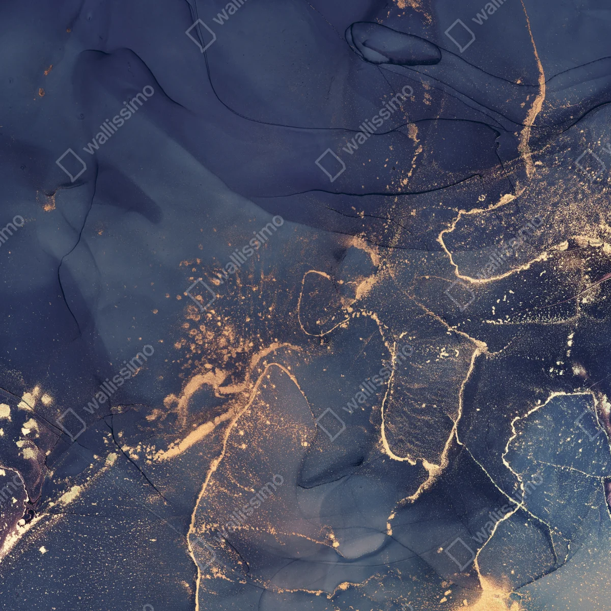 Repositionierbarer Aufkleber dunkelblaue marmor-abstraktion mit goldenen adern Repositionierbarer Aufkleber dunkelblaue marmor-abstraktion mit goldenen adern
