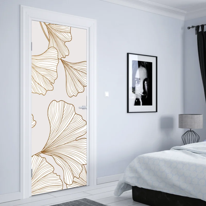 Türaufkleber feines goldenes ginkgo-blätter muster Türaufkleber feines goldenes ginkgo-blätter muster