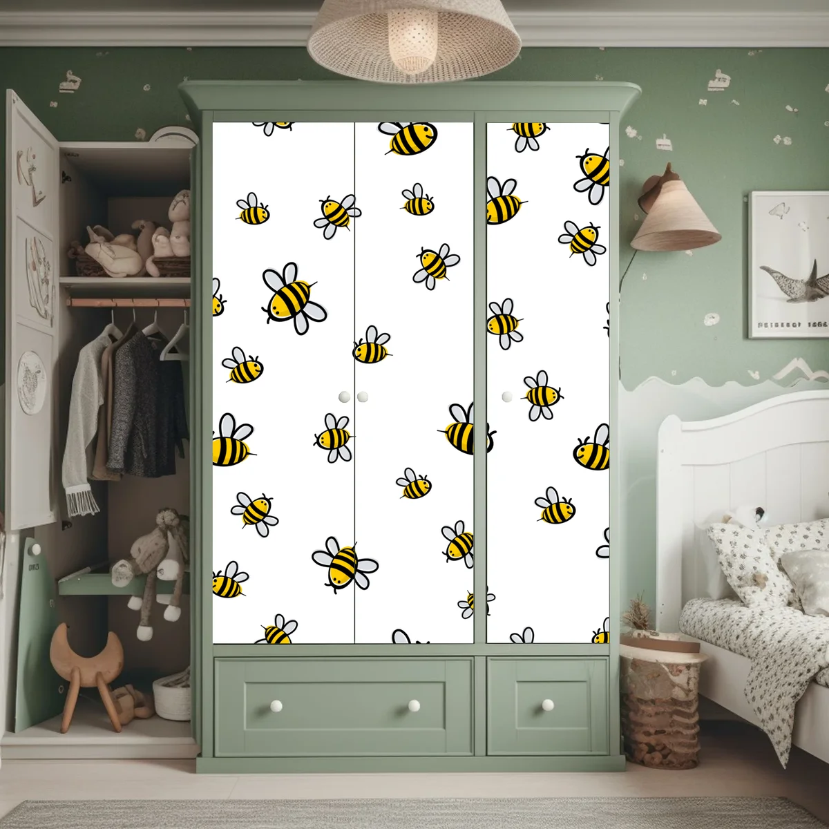 Schrankaufkleber verspieltes bienenmuster für kinderzimmer Schrankaufkleber verspieltes bienenmuster für kinderzimmer