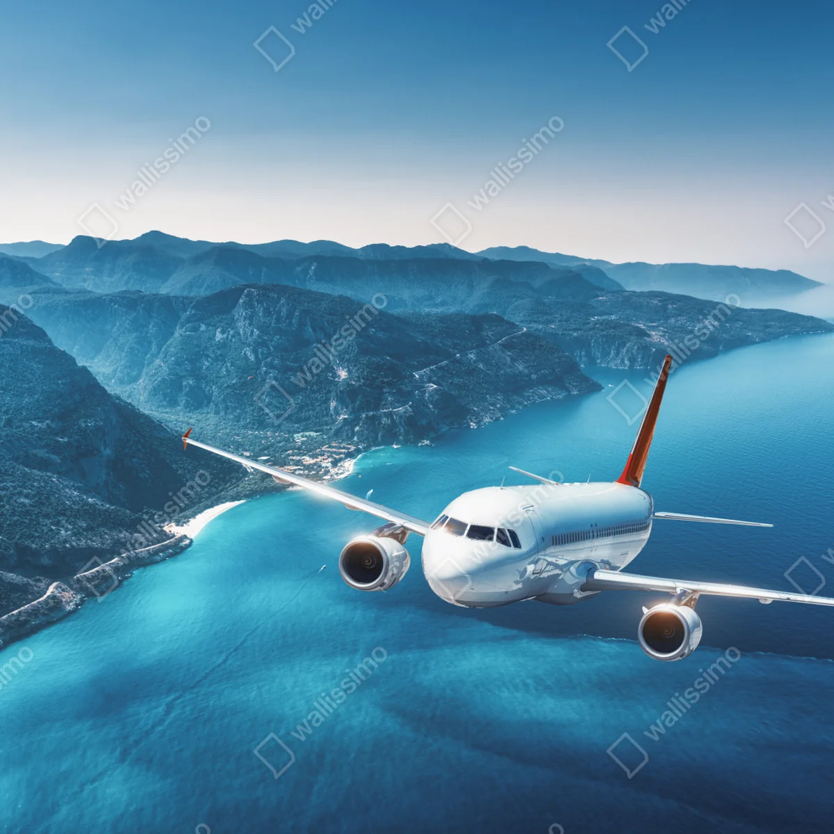 Laptop-Aufkleber küstenflug über türkisblauem meer Laptop-Aufkleber küstenflug über türkisblauem meer