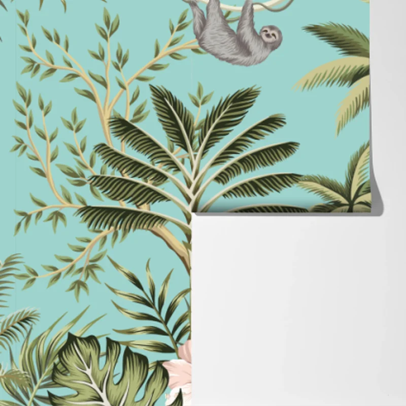 Fototapete tropische dschungelszene mit elefant und flamingo Fototapete tropische dschungelszene mit elefant und flamingo