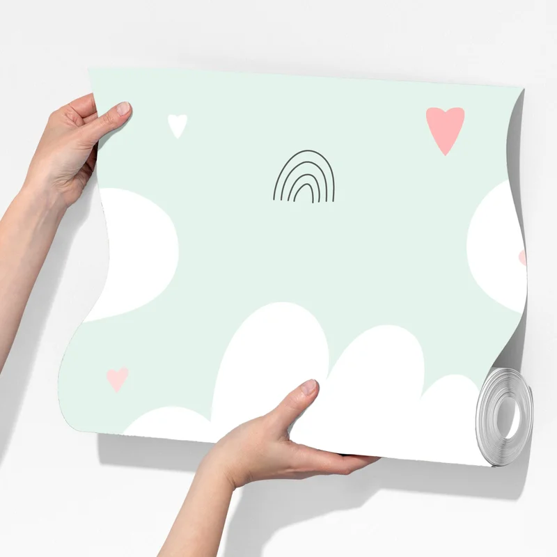Fototapete lächelnde wolken pastellmuster fürs kinderzimmer Fototapete lächelnde wolken pastellmuster fürs kinderzimmer