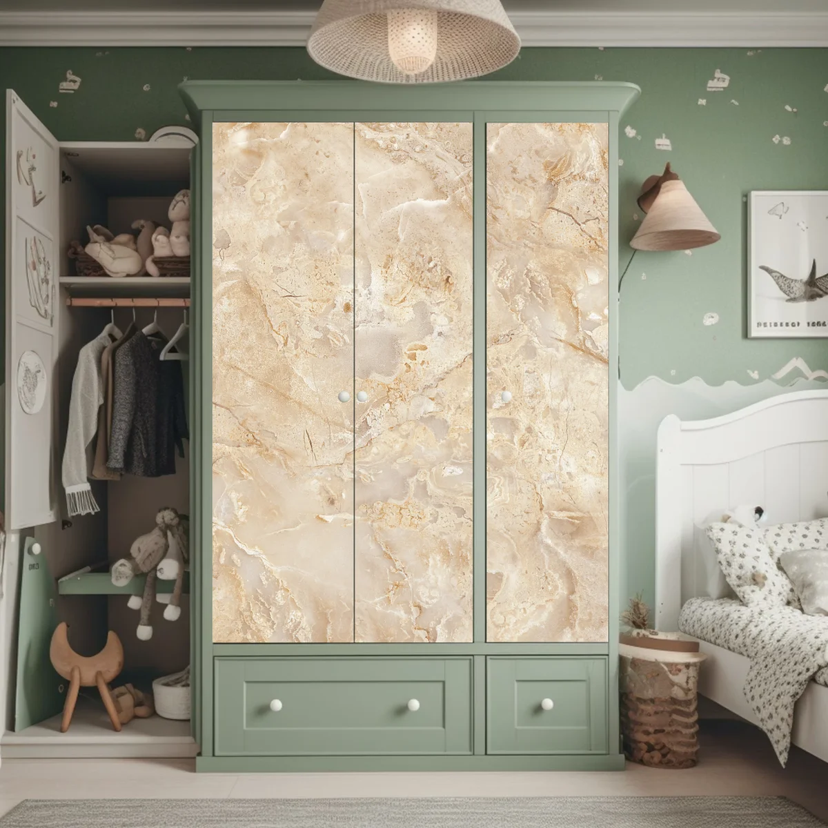 Schrankaufkleber beige marmortextur mit natürlichen aderungen Schrankaufkleber beige marmortextur mit natürlichen aderungen