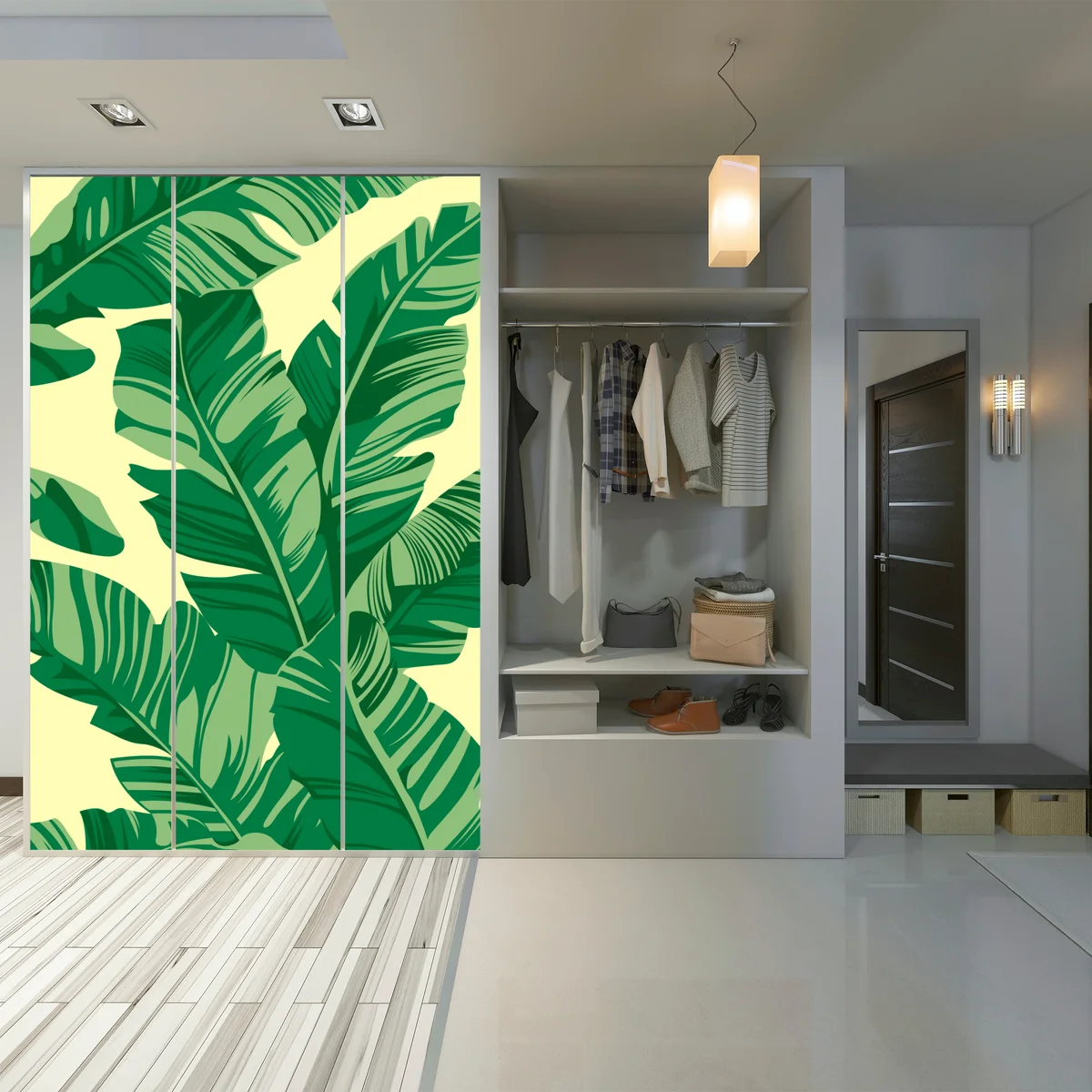 Schrankaufkleber tropisches muster mit bananenblättern Schrankaufkleber tropisches muster mit bananenblättern