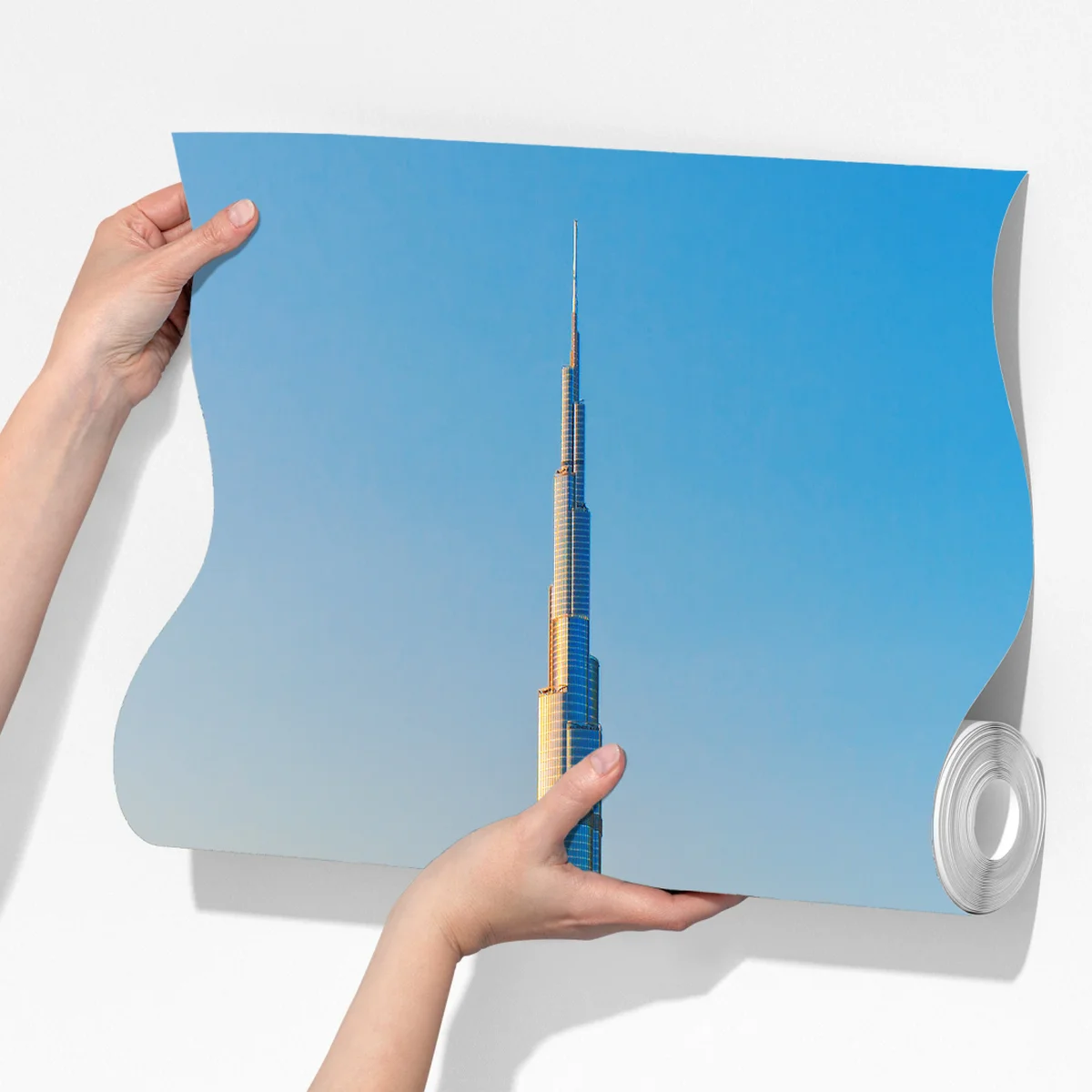 Fototapete Dubai skyline in der goldenen stunde Fototapete Dubai skyline in der goldenen stunde