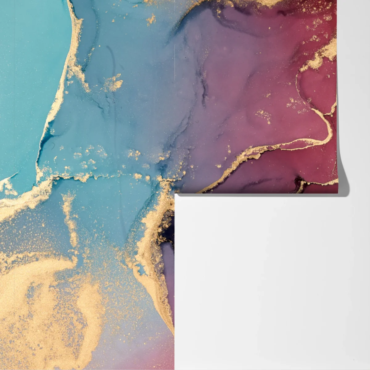 Fototapete abstraktes marmoriertes bild in türkis und lila mit gold Fototapete abstraktes marmoriertes bild in türkis und lila mit gold