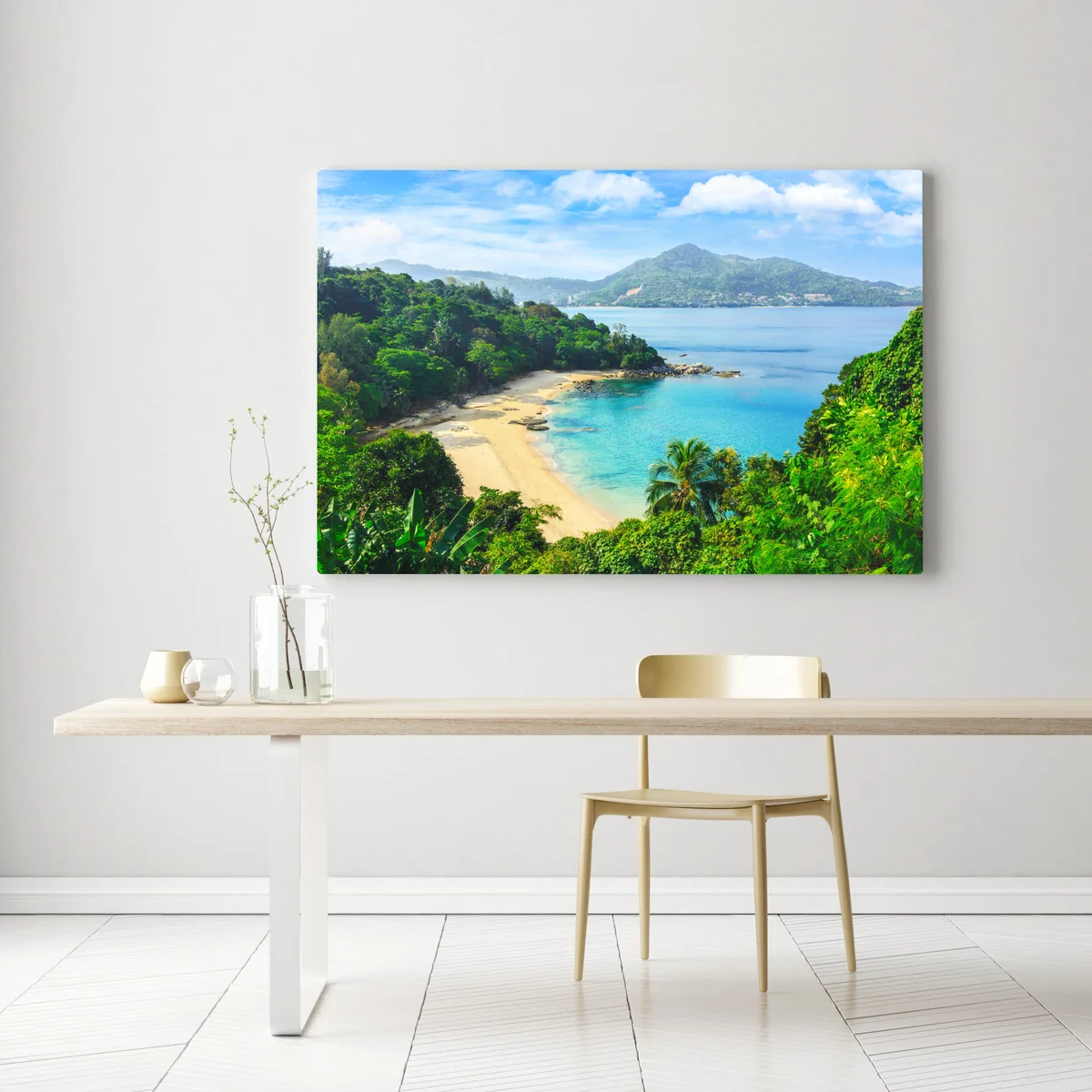 Leinwandbild tropische türkisbucht mit palmen Leinwandbild tropische türkisbucht mit palmen