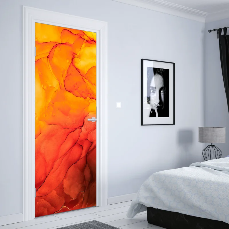 Türaufkleber lebendige orange abstrakte alkoholkunst Türaufkleber lebendige orange abstrakte alkoholkunst