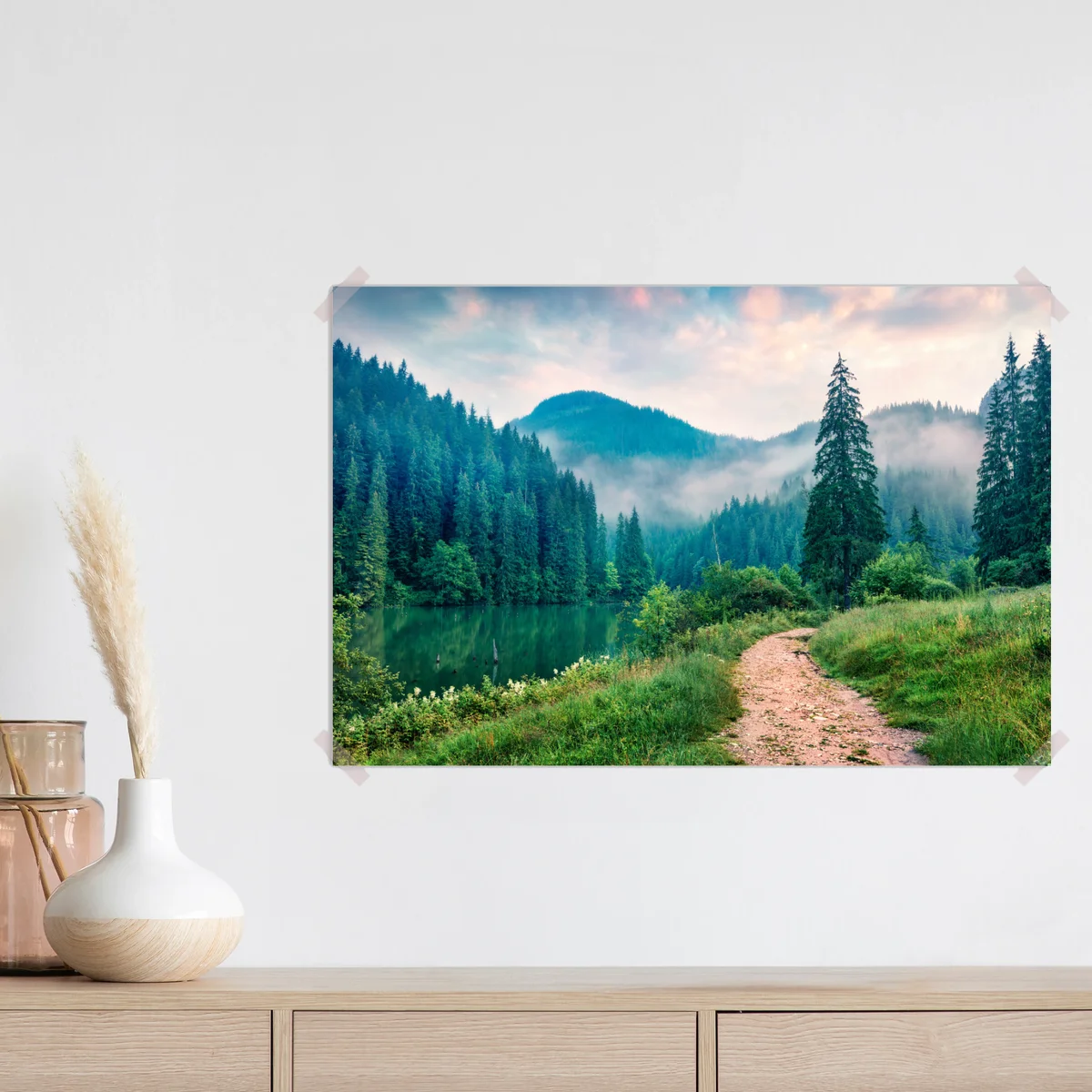 Poster nebliger morgen am Lacu Roșu Poster nebliger morgen am Lacu Roșu