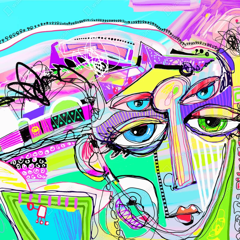 Fototapeta abstrakcyjna twarz w żywych kolorach Fototapeta abstrakcyjna twarz w żywych kolorach