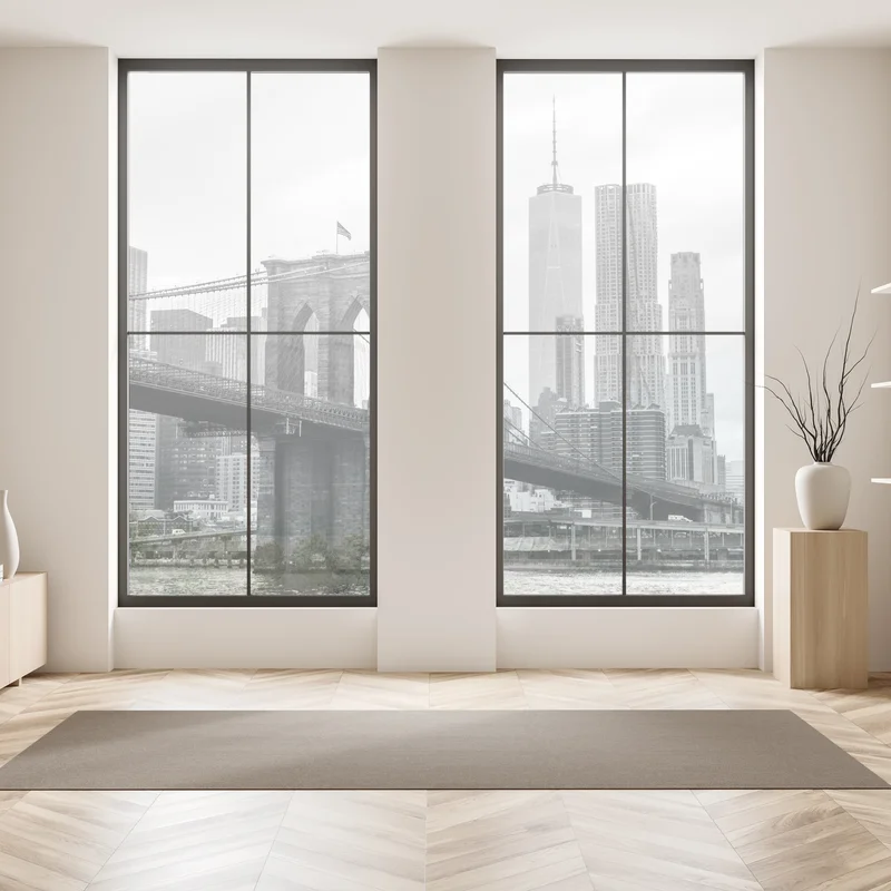 Fensteraufkleber Brooklyn Bridge und New York skyline in graustufen