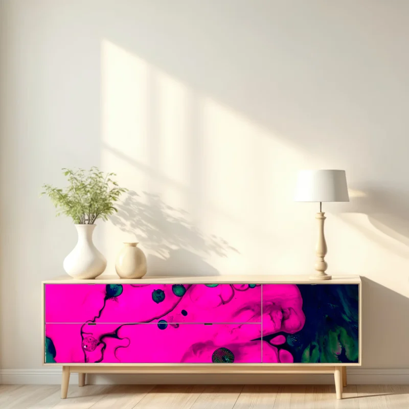 Repositionierbarer Aufkleber neonpink flüssige abstraktion