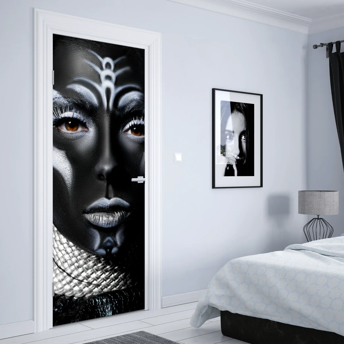 Türaufkleber dunkles tribal-porträt Türaufkleber dunkles tribal-porträt