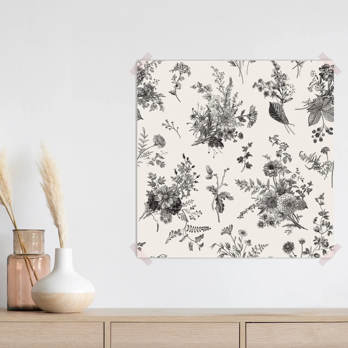 Poster klassisches schwarzweißes blumenmuster Poster klassisches schwarzweißes blumenmuster