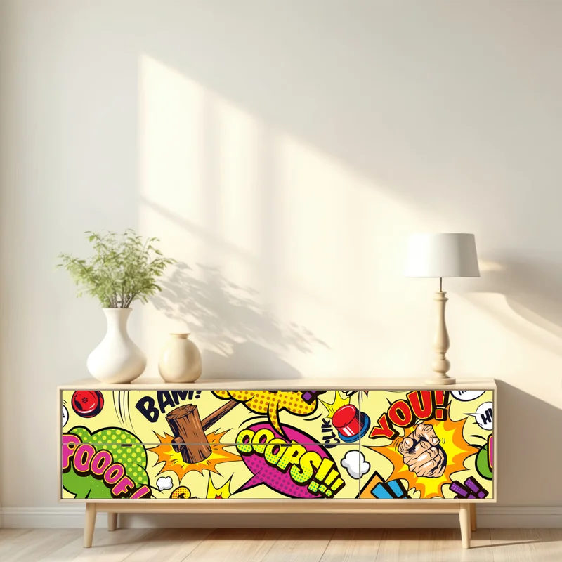 Repositionierbarer Aufkleber retro pop-art comic collage