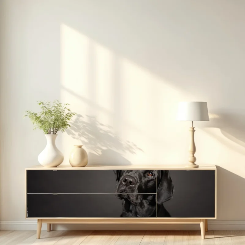 Repositionierbarer Aufkleber studio-porträt eines schwarzen labradors Repositionierbarer Aufkleber studio-porträt eines schwarzen labradors