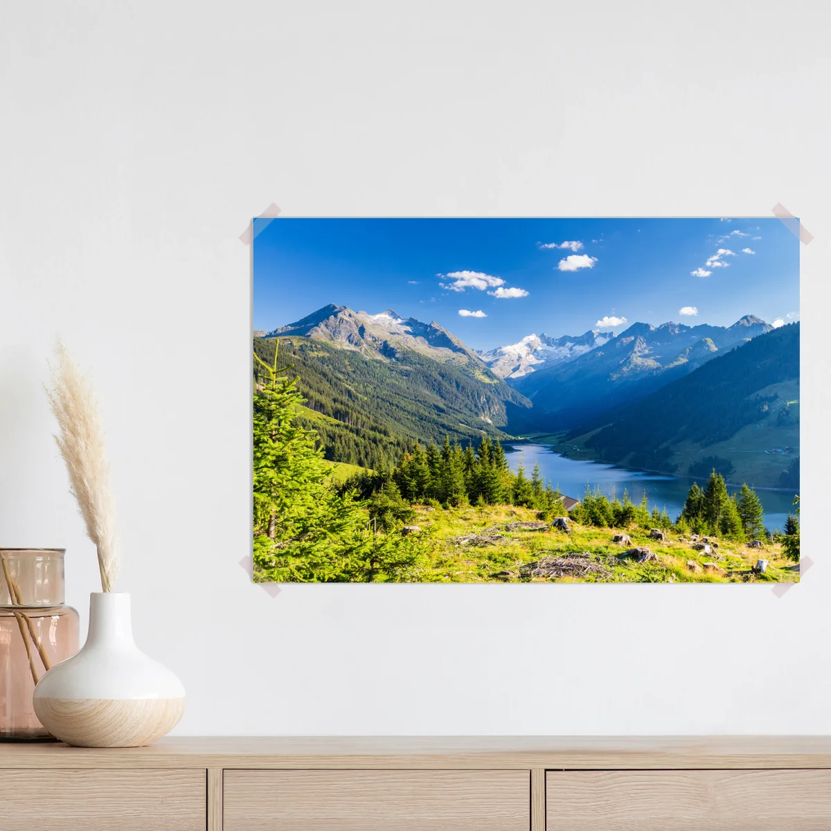 Poster ruhiges tal mit alpensee Poster ruhiges tal mit alpensee