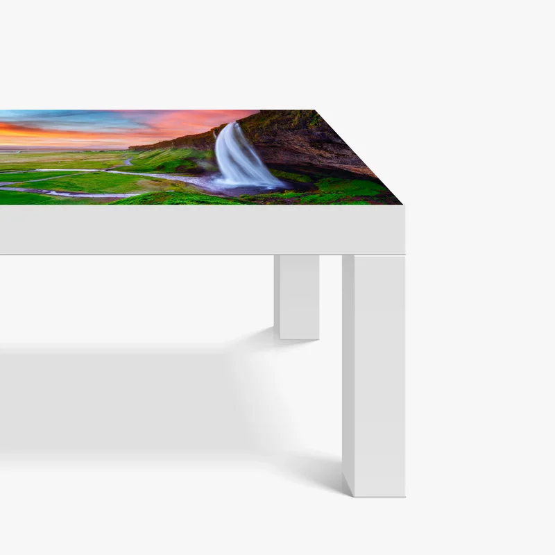 Tischaufkleber und Schreibtischaufkleber wasserfall Seljalandsfoss bei sonnenuntergang