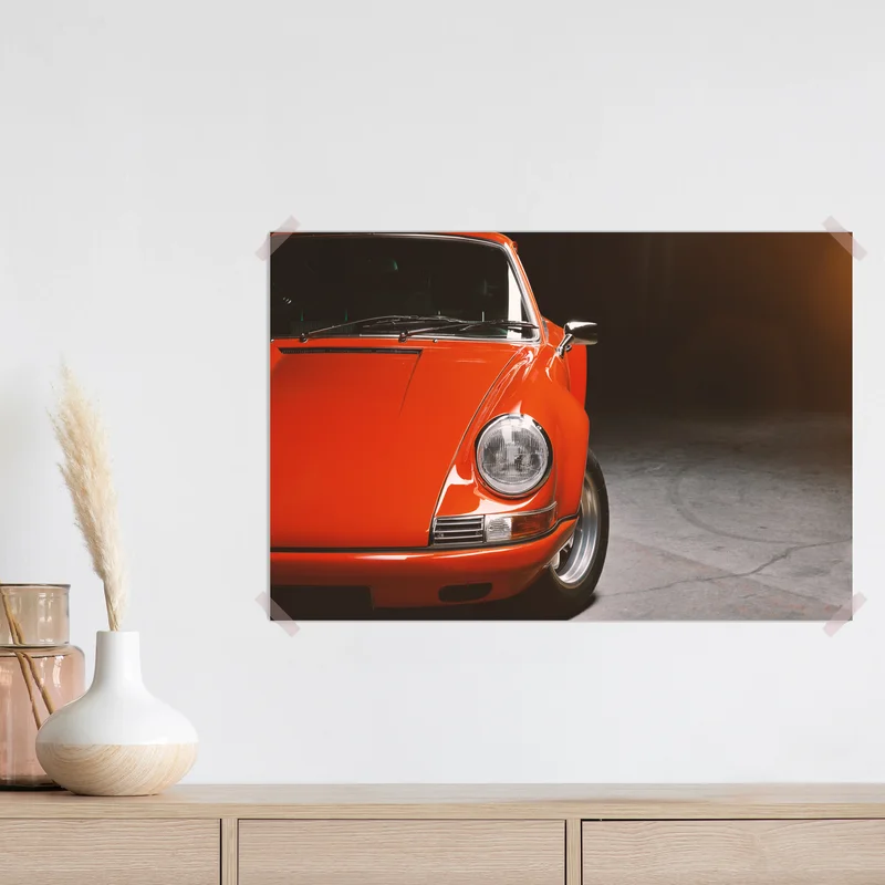 Poster roter oldtimer sportwagen nahaufnahme Poster roter oldtimer sportwagen nahaufnahme