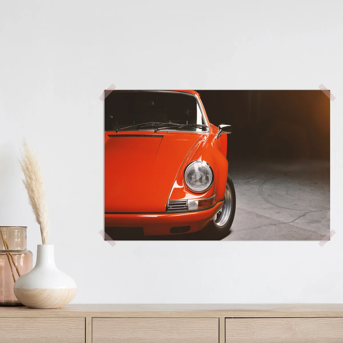 Poster roter oldtimer sportwagen nahaufnahme Poster roter oldtimer sportwagen nahaufnahme