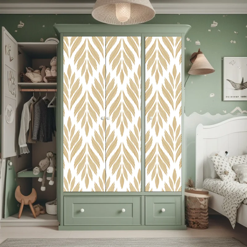 Schrankaufkleber goldenes blattmuster nahtloses design