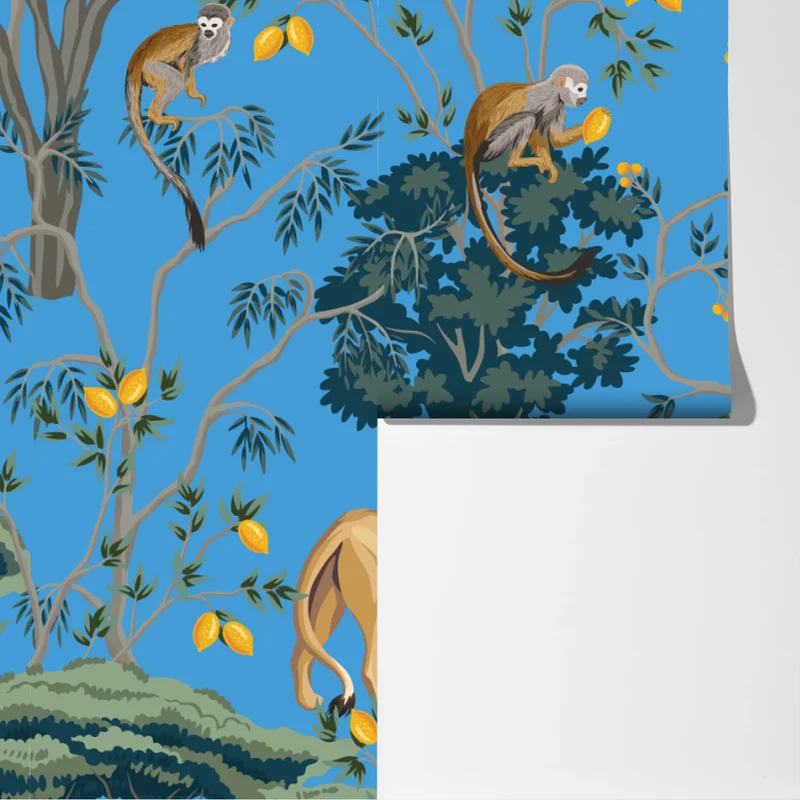 Fototapete exotisches tiermuster auf blauem hintergrund Fototapete exotisches tiermuster auf blauem hintergrund