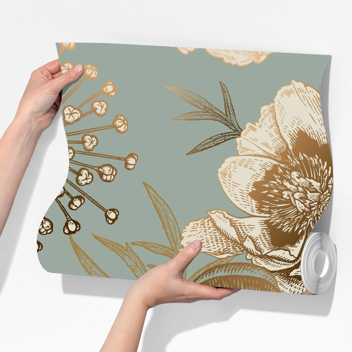 Fototapete vintage botanisches blumenmotiv mit vogel Fototapete vintage botanisches blumenmotiv mit vogel