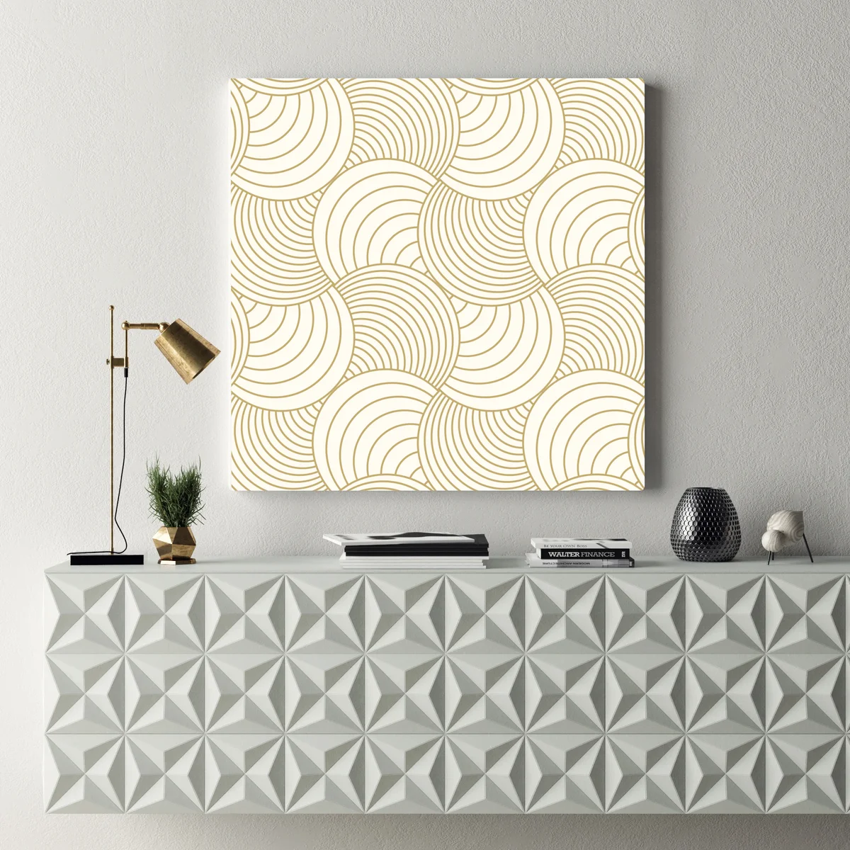 Leinwandbild goldenes art deco kreismuster Leinwandbild goldenes art deco kreismuster