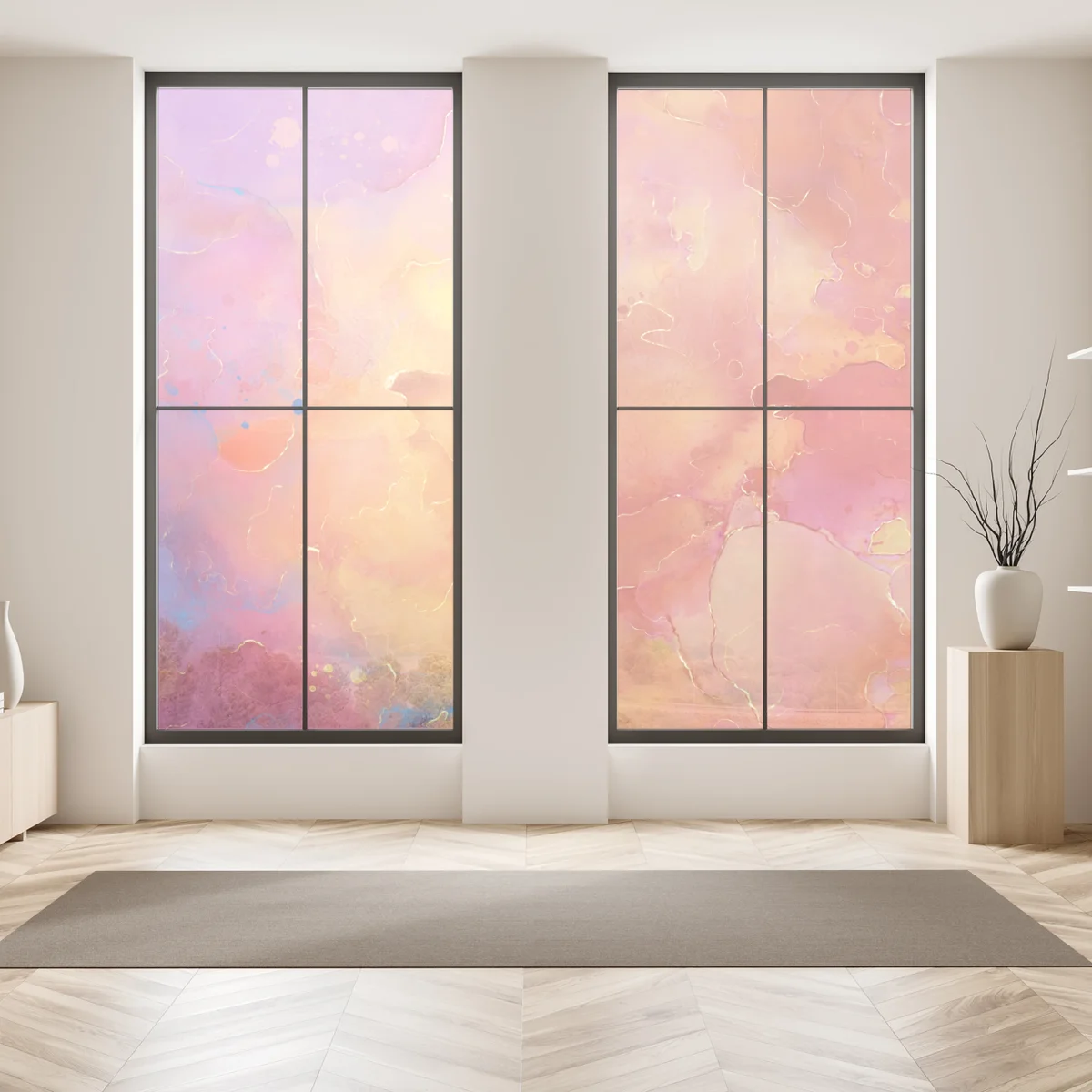 Fensteraufkleber lebhafte aquarell-abstraktion in warmen tönen Fensteraufkleber lebhafte aquarell-abstraktion in warmen tönen